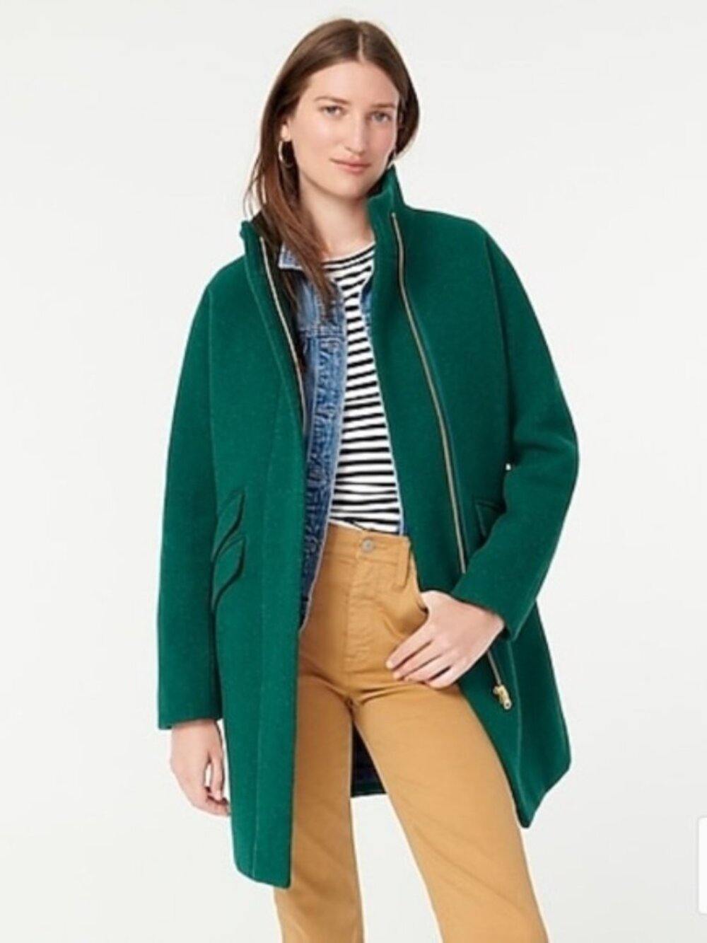 J. Crew Cocoon Coat in Italian Stadium Cloth Wool Deep Forest Size 4 NWT